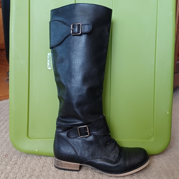 Aldo Shoes - Women's Vintage 90s ALDO Knee-high Black Leather Riding Boots